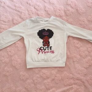 White Girls Size 6T African Cute Princess Lightweight Sweatshirt Top Shirt